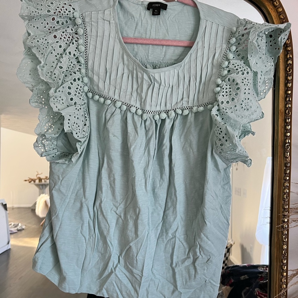 J Crew Ruffle Tee Shirt